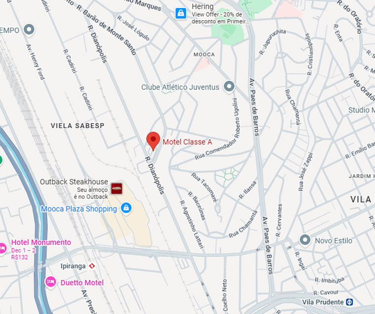 mapa de Localização do motel